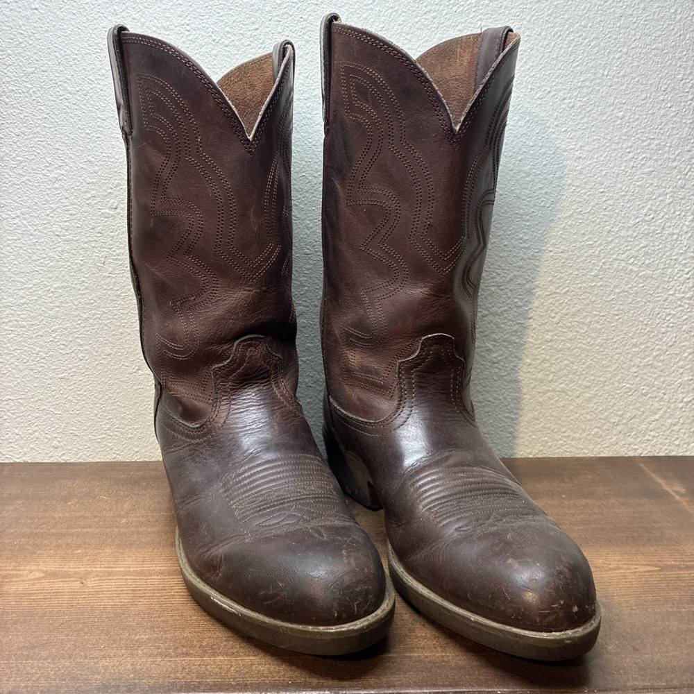 Durango Boots Men's Brown Leather Western Cowboy Work Chore Pull On Size 10 D